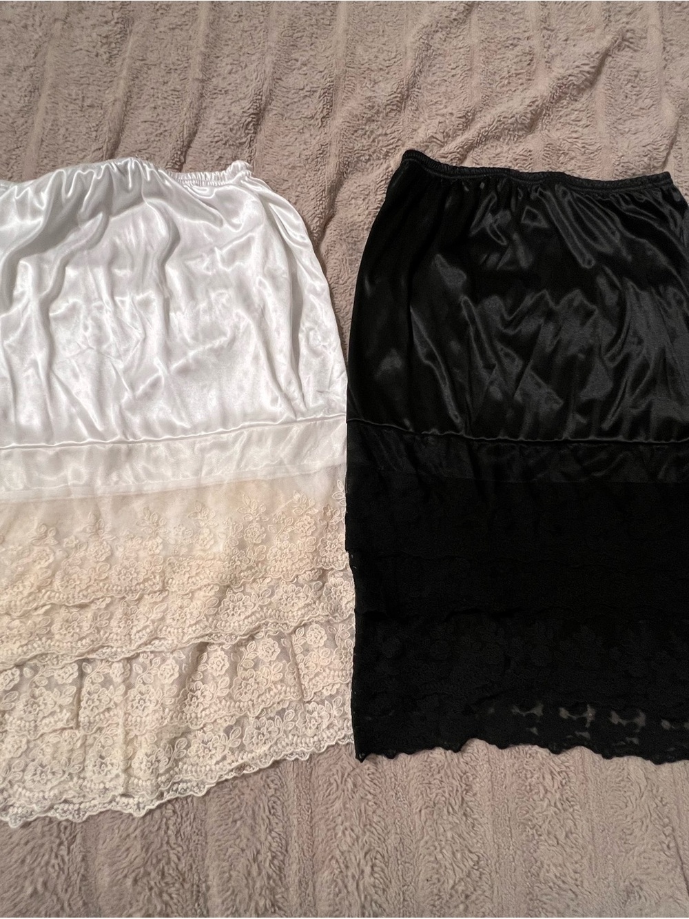 Versatile Black and White Half-Slip Skirts with Lace Trim